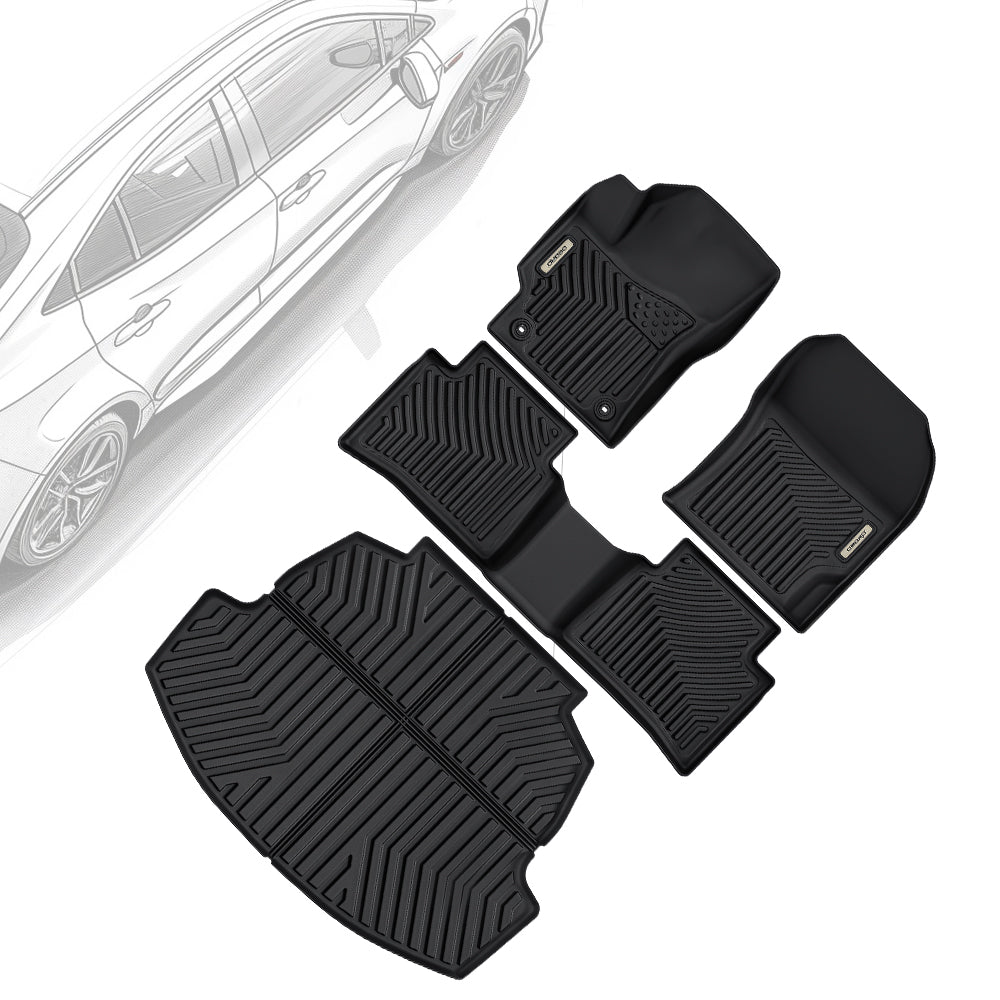 OEDRO Floor Mats & Cargo Liner Full Set Compatible with Toyota Corolla 2025-2020 | All-Weather TPE Custom Fit | High Durability, Non-Slip Design for 1