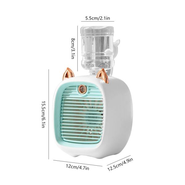 1200mAh Mini Air Conditioner Desk Misting Fan USB Rechargeable Replaceable Water Tank Table Air Cooler Fan for Office- Home-Dorm