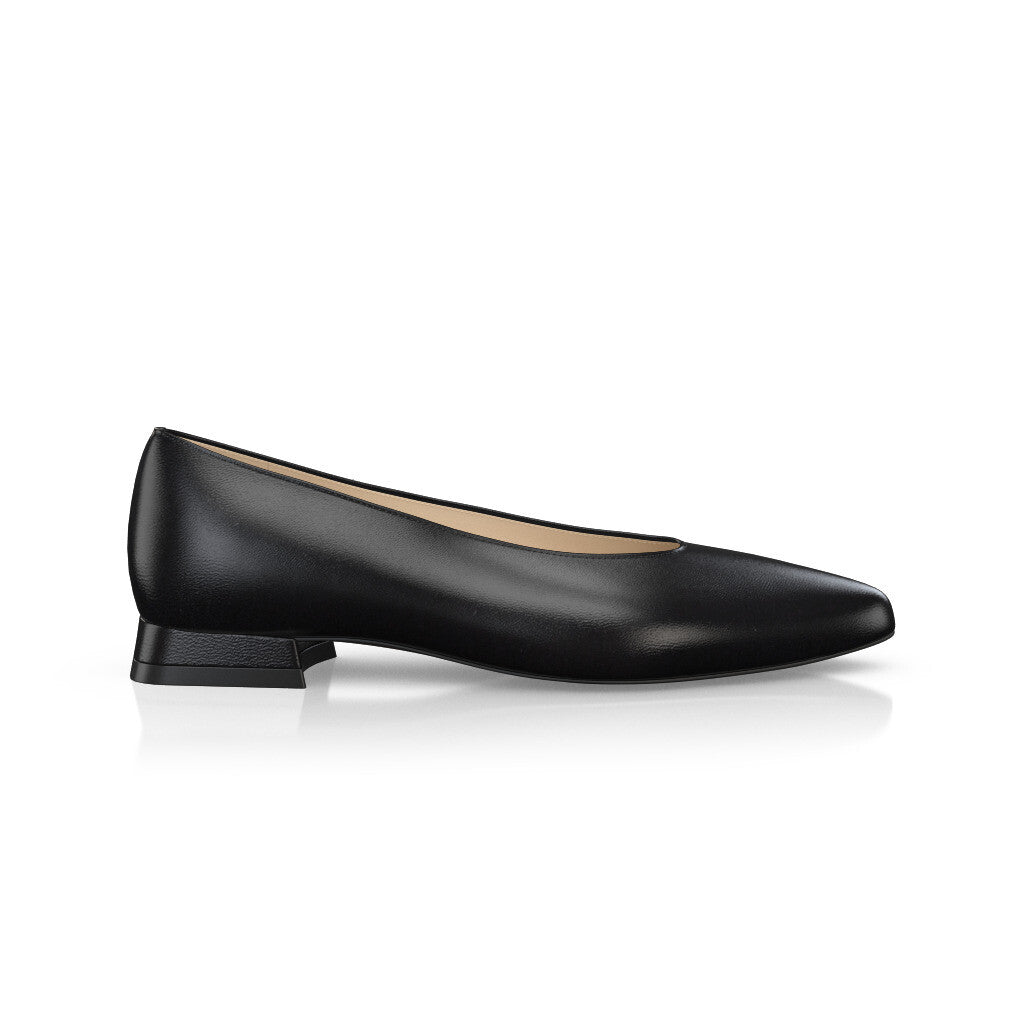 Ballerines pointues Chaussures plates Femme Faites main en Italie en Cuir Noir - Sur Mesure, Petit - GIROTTI 23539