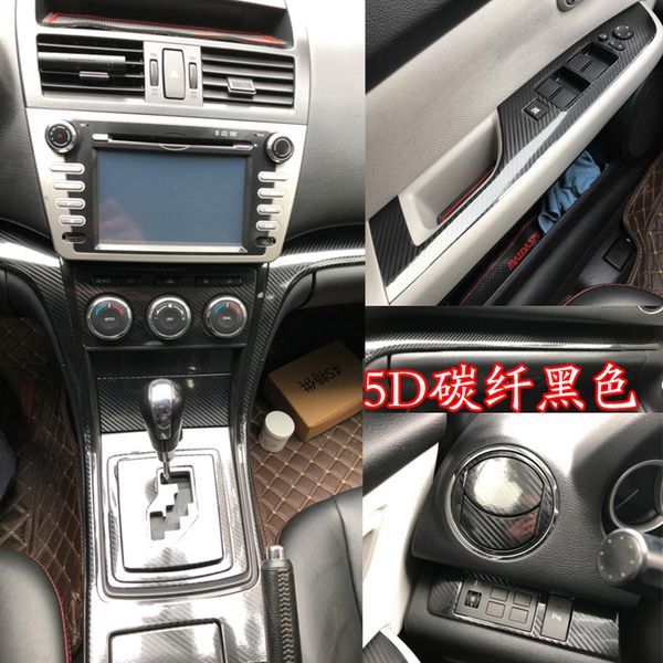 For Mazda 6 2008-2015 Interior Central Control Panel Door Handle 5D Carbon Fiber Stickers Decals Car styling Accessorie