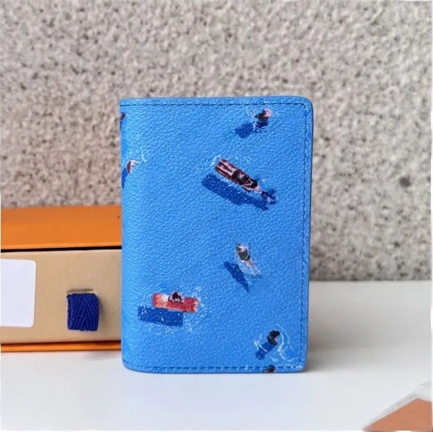 Top Quality Multiple Wallet POCKET ORGANIZER leather card holders men wallets money purse flower letters credit short money Short wallet golf