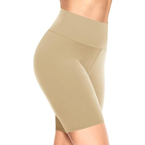 TNNZEET Biker Shorts Women - 8"-5"-3" High Waisted Tummy Control Workout Gym Spandex Booty Yoga Volleyball Shorts 8 IN Large-X-Large A-khaki