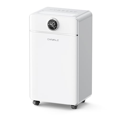 CHIVALZ 1800 Sq.Ft Dehumidifier for Basement, Quiet Dehumidifier for Home, Bedroom, Bathroom, Humidity Display, with Drain Hose, Auto Shut Off, 3 Mode