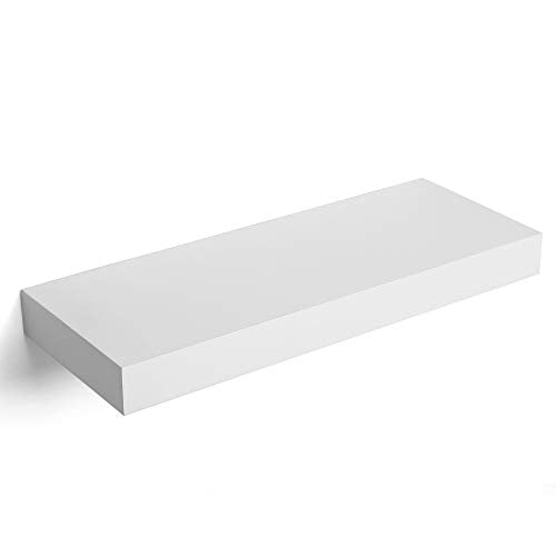 SONGMICS Floating Shelf, Wall Shelf 15.7 Inches, with Metal Bracket for Easy Installation, Display Trinkets, Picture Frames, Potted Plants, in The Liv