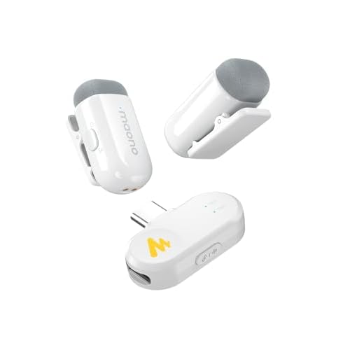 MAONO Wave T1 Mini Wireless Lavalier Microphone for iPhone 16 15, Android, Tablet, PC, Clip on Lapel Mic with USB-C Plug, Noise Cancellation, AI Voice