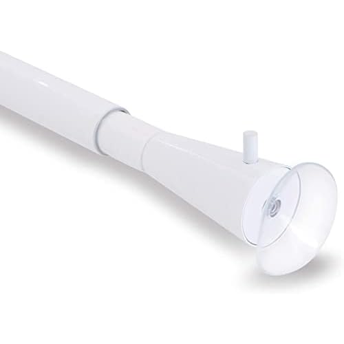 Shower Curtain Pole No Drilling, Spring Tension Pole, 34-56 Inch, 3-4 Inch Diameter, Suction Cup on Either End, 1PCS, White 86-143 cm (34"-56") 1 Pcs