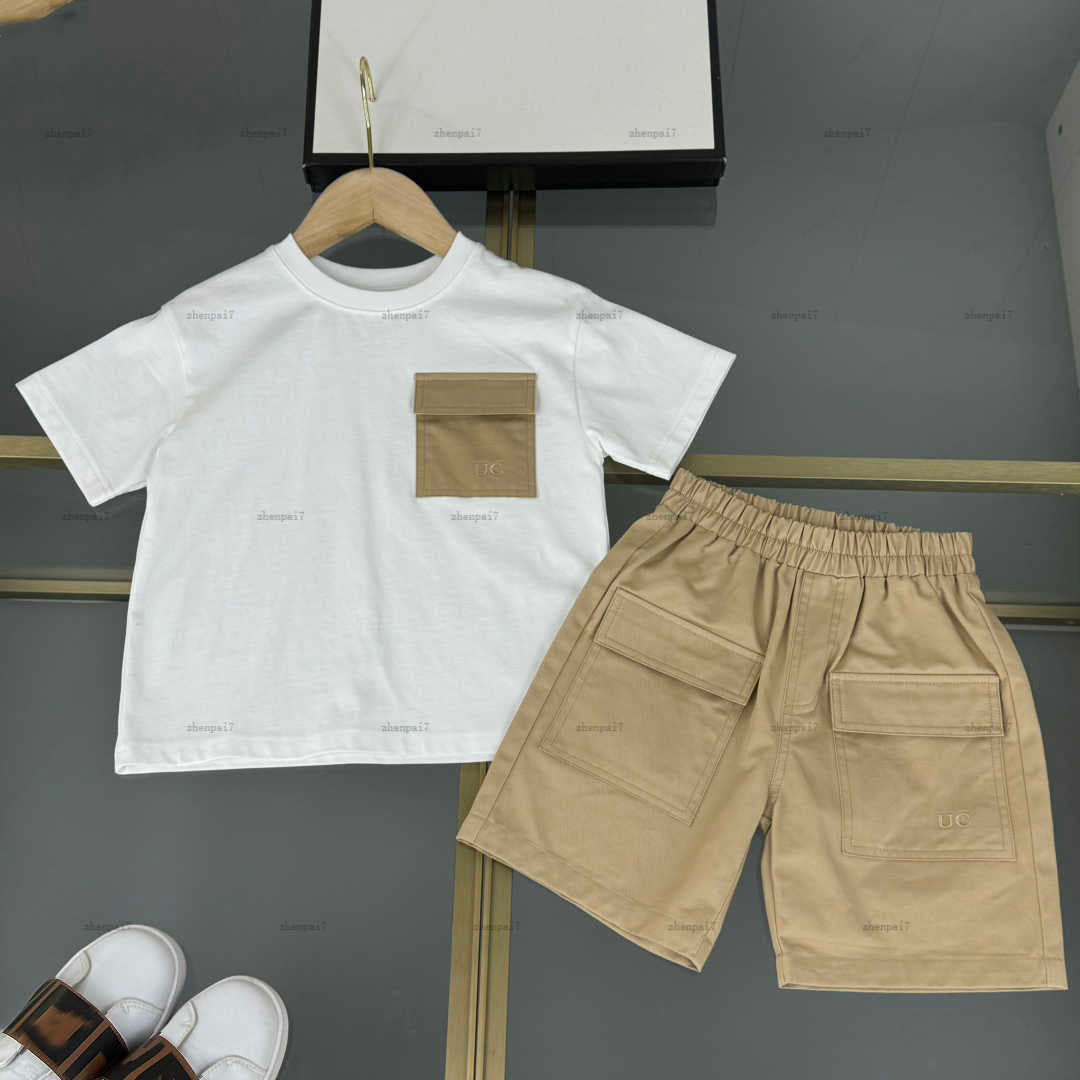 Top one baby T-shirt set Summer two-piece boys girls tracksuits kids designer clothes Crew-neck Short sleeve and solid shorts A162X05N153