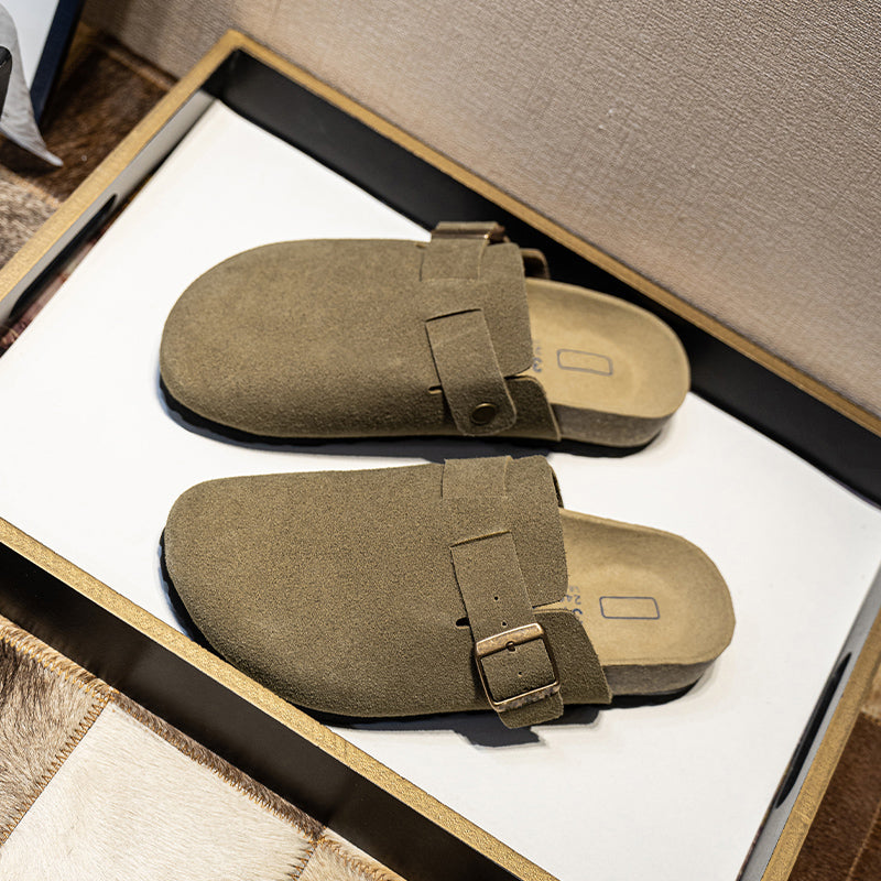 Designer Genuine Leather Flat Sandals Platform Slides Bostons Clogs Flip Flop Summer Slippers for women buckle mens beach sandal outdoor loafers bir