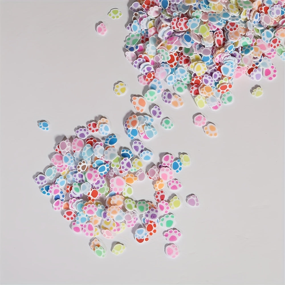 TEMU 1000pcs Multicolor Paw Print Polymer Clay Slices - 0.67oz Animal Feet Shaped Craft Charms For Diy Scrapbooking, Resin Projects, Nail Art &
