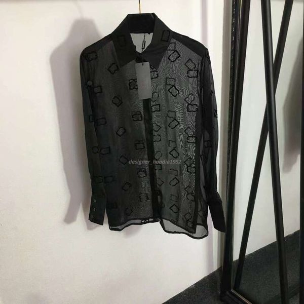 Casual shirt womens designer t shirt letter print y2k hollow cardigan coat fashion button polo shirts high quality long sleeve thin jacket