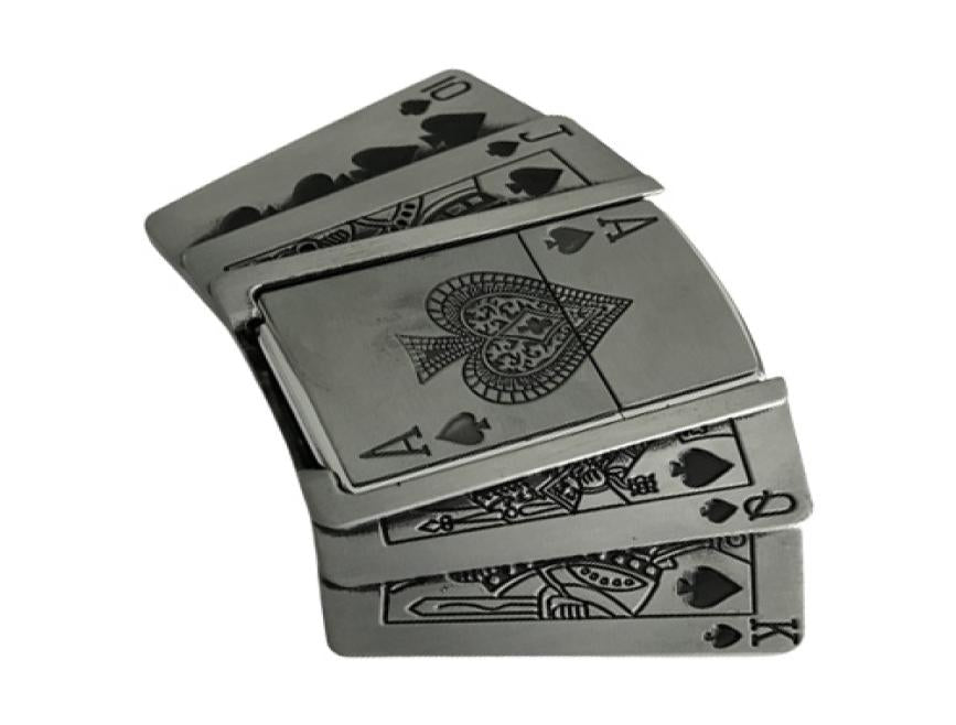 Retail New Spades 10JQKA Playing Cards Kerosene Lighter Cowboys Belt Buckle With Metal Men Belt Accessories Fit 4cm Wide Belt7776368