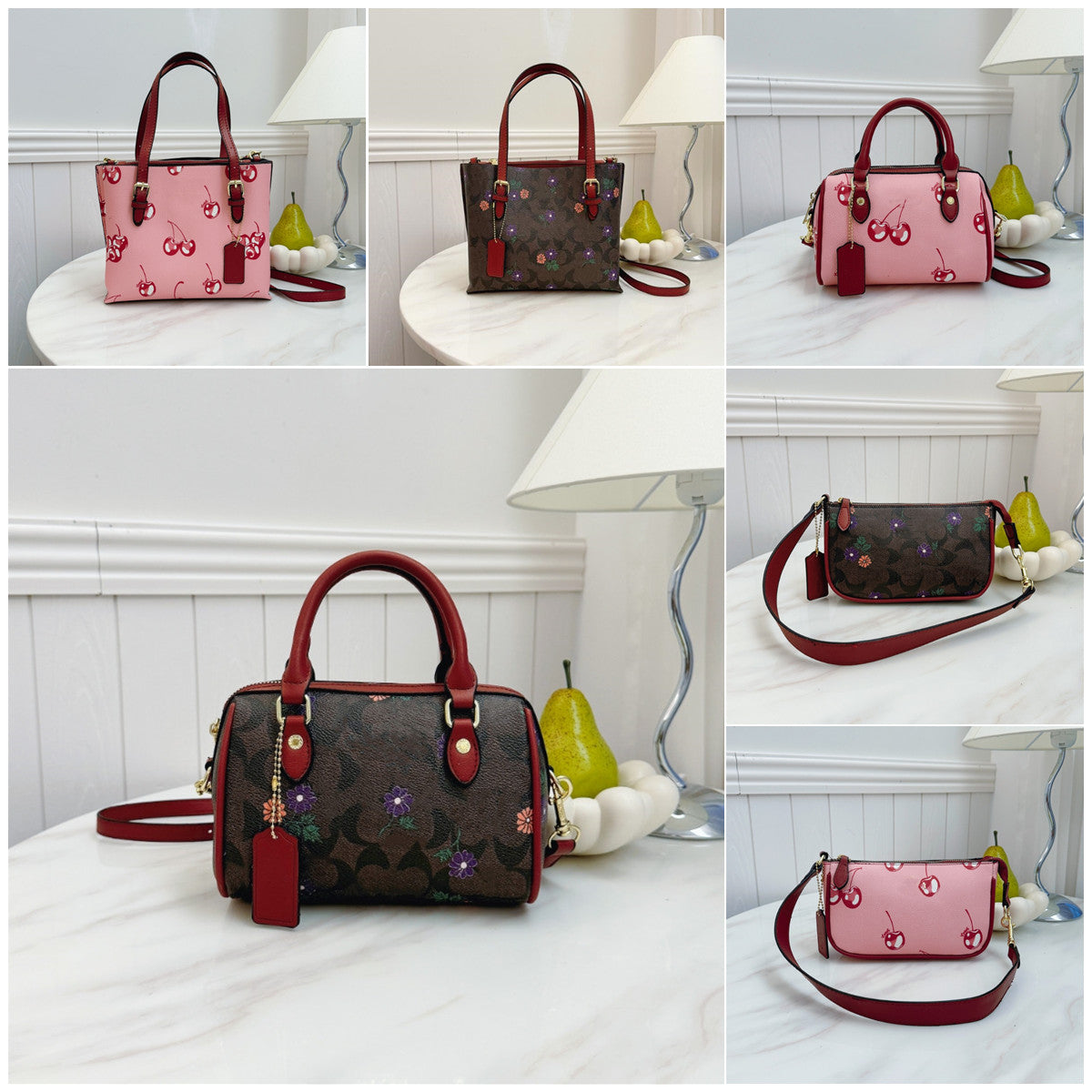 Pillow Shoulder Women Crossbody Tote Designer Bags Handbag Basket Cherry Print Underarm Bag Credit Card Holder Commuter Bag