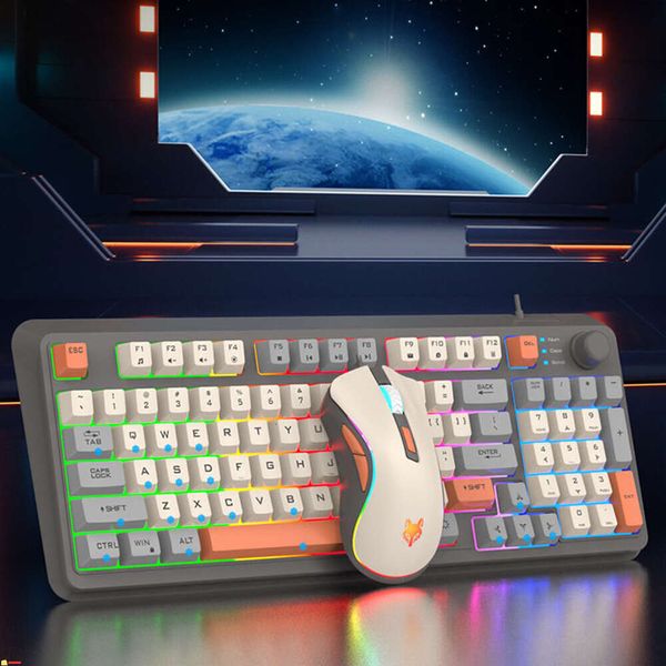 M87 nical and Mouse Combo USB Wired Hot-Swappable Gaming 94 Key RGB Backlit Gamer Keyboard for Laptop PC