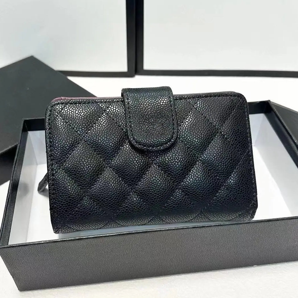 Women&#039;s Real Caviar Leather Wallets Coin Purses Small Bag Fashion Money Pockets Multifunctional Leather Credit Card Holders Zipper Pocket Girl