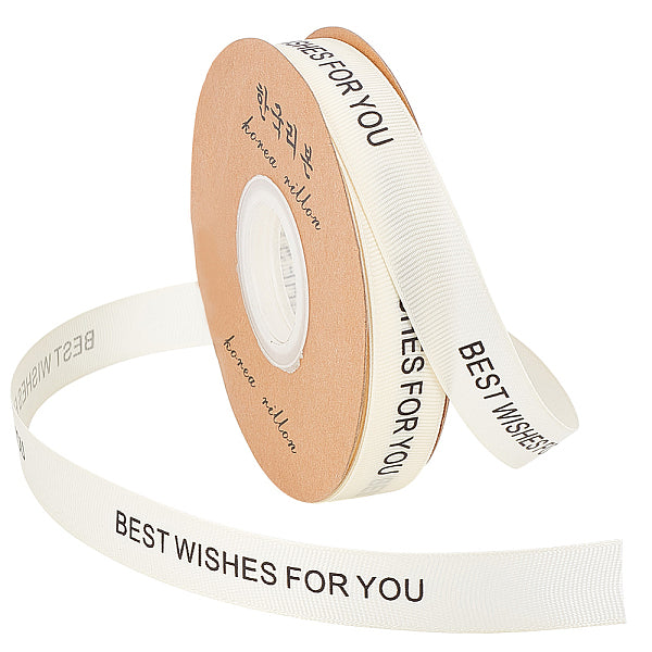 Ruban gros-grain en polyester imprimé 35 yards meilleurs voeux pour vous