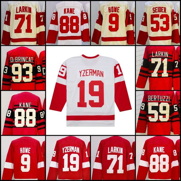 Kane 88 Men Hockey Jerseys Kane Lidstrom 9 Gordie Howe 13 Pavel Datsyuk Steve Yzerman Kane Howe DeBrincat Stitched Hockey Jersey