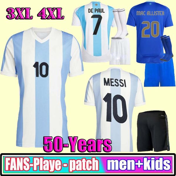 3XL 4XL 2024 2025 Argentina 50-Years Anniversary soccer jerseys 24 25 MISSIS GARNACHO MAC ALLISTER DI MARIA DYBALA Football Shirts Men Kids