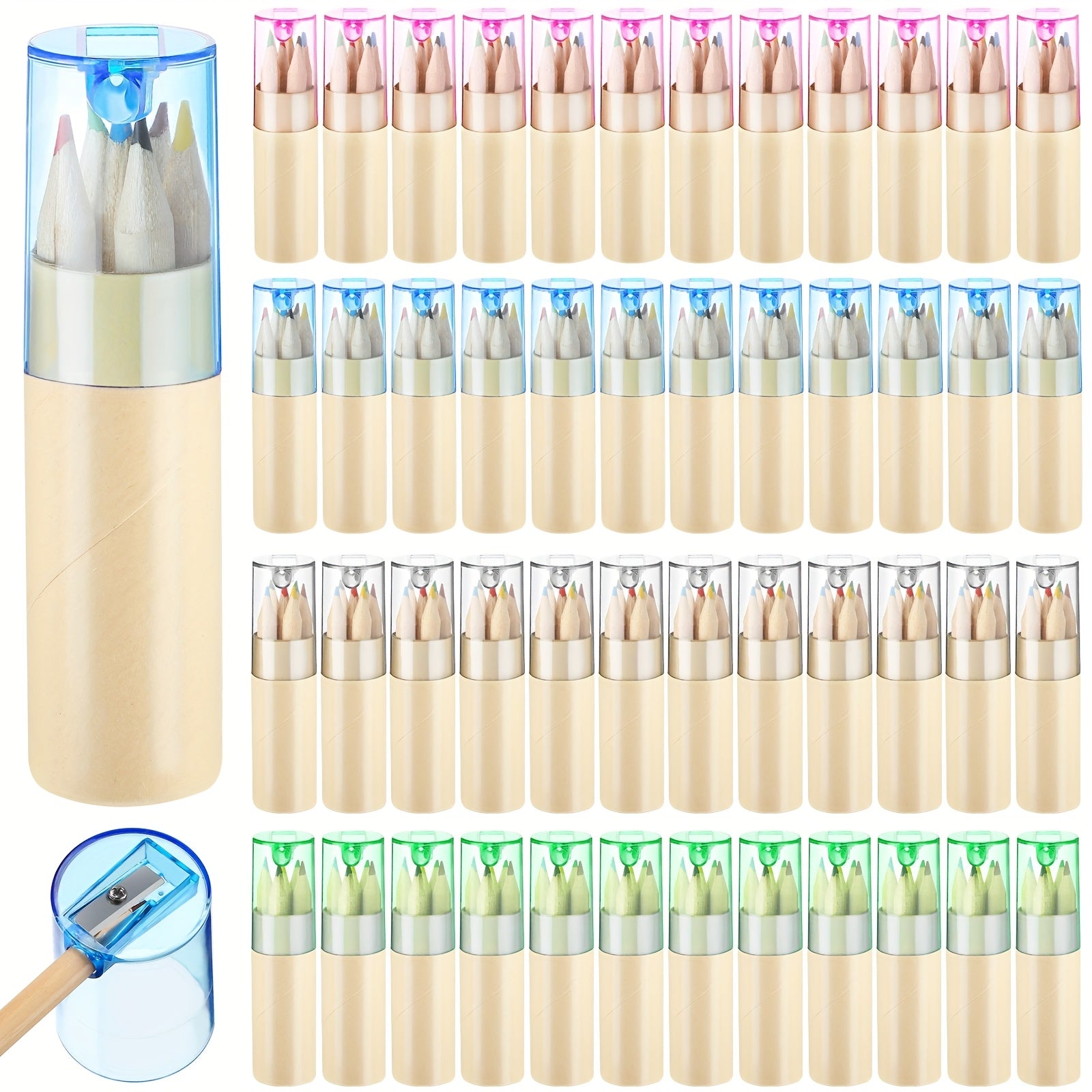 TEMU 48 Pack Mini Drawing Colored Pencils Bulk With Sharpener Portable Color Pencils In Tube Gift For Artists Writing Sketching Painting Supplies (6