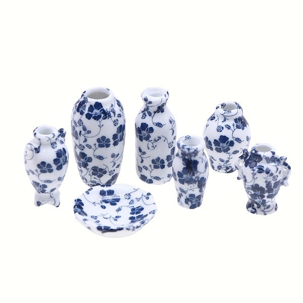 7Pcs Porcelain Vase Mini Model