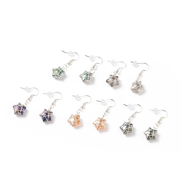 Boucles d'oreilles pendantes tressées étoile de verre