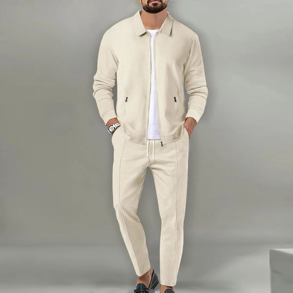 Mens moda Autumandwinter vendendo Twopiecegolf Stand Collar Sports Zipper Pocket Suit 250110