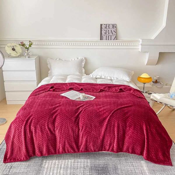 1 PC Red Flannel Wheat Ear texturizou Jacquard Blanket.Soft.warm. para o quarto doscarssofasofficestravelCampingetC.All Seasonsc250116