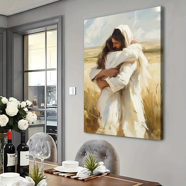 1 piece of religious art God embracing women canvas painting bedroom living room hall wall decoration room decoration Y250114