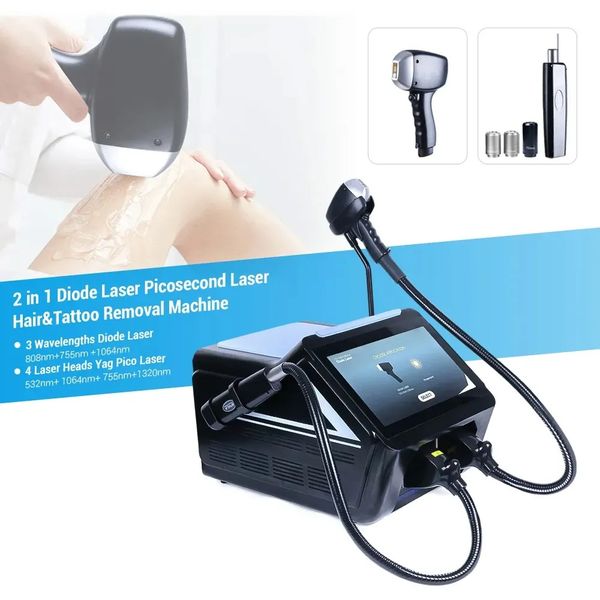 2 in 1 808nm-1064nm-755nm diode lazer hair removal 3 wavelengths laser tattoo laser machine