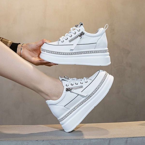 7cm New Cow Synthetic Fashion Genuine Leather Women Bling Ankle Sneakers Platform Wedge Spring Autumn Chunky Shoes Booties dhshoess