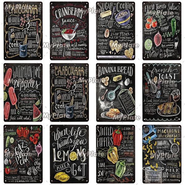 Hand-Painted Vintage Metal Painting Tin Sign Vintage Kitchen Decoration Plaque Home Wall Decors Bar Signs Pub Decor Hot Dog Poster 20cmx30cm