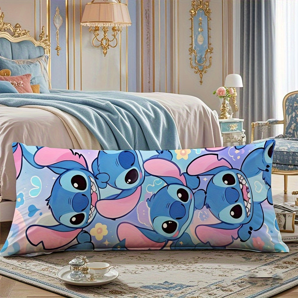 TEMU 1pc Stitch Rectangular Body Pillowcase 20x54-60 Inches - Vibrant Stitch Faces Design, Zipper Closure, Machine Washable, Contemporary Home Decor