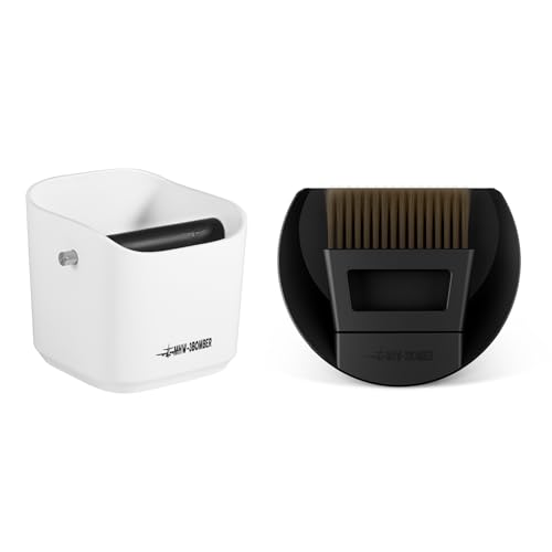 MHW-3BOMBER Coffee Knock Box White and Mini Broom and Dustpan Set