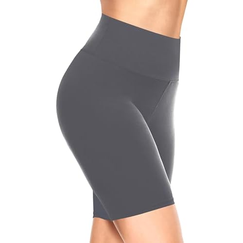 TNNZEET Biker Shorts Women - 8"-5"-3" High Waisted Tummy Control Workout Gym Spandex Booty Yoga Volleyball Shorts 8 IN Large-X-Large A-dark Grey