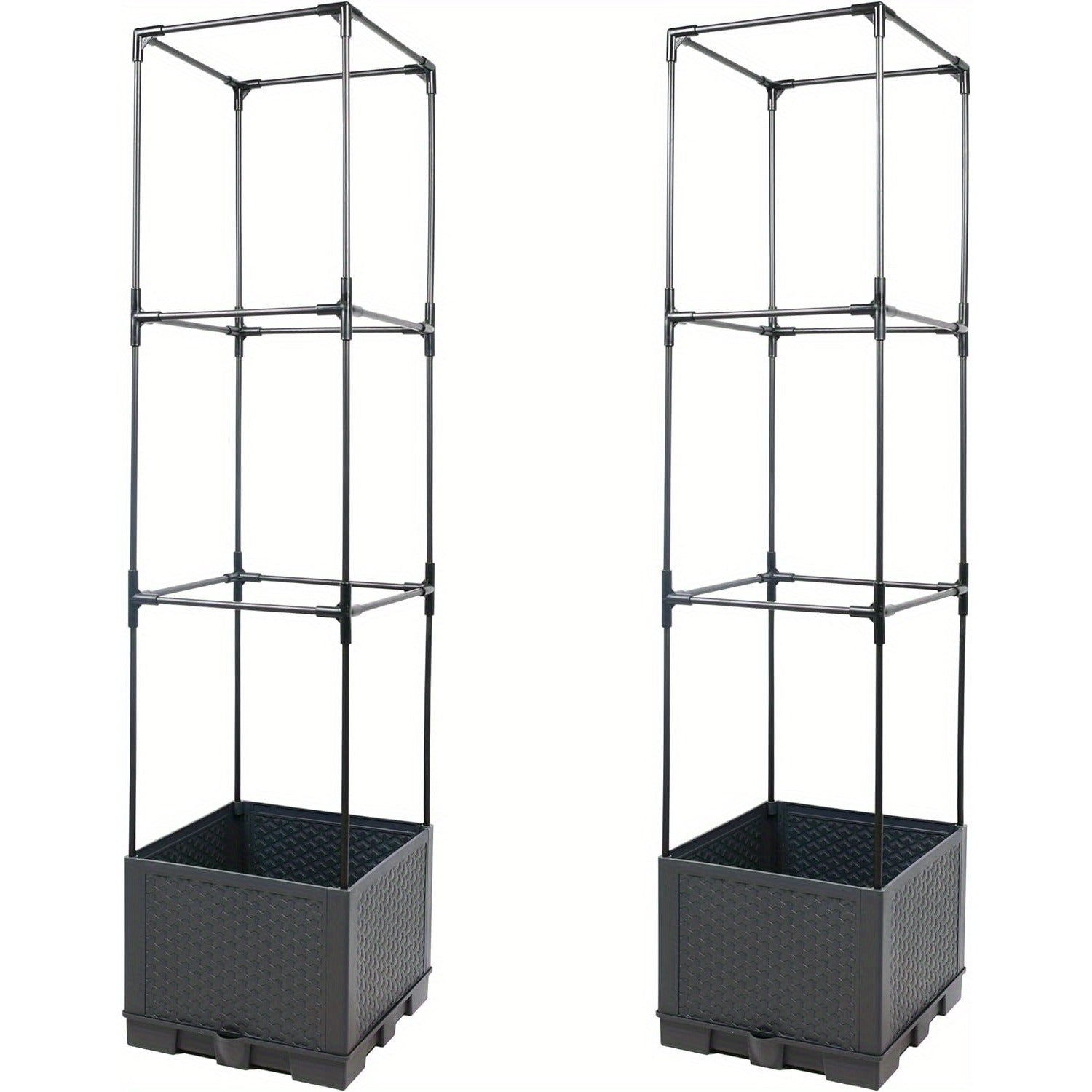 TEMU 2pcs Raised Garden Bed Planter Box With Trellis, 44" Trellis Planter For Vine Climbing Plants And Vegetables, Detachable Frame For Indoor And