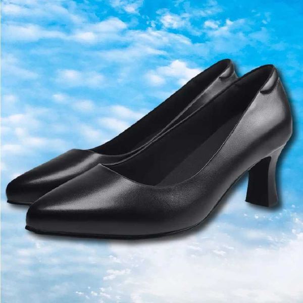 Dress Shoes 6.5cm Comfort Genuine cow Leather Breathable Work Shoes For Flight Female Stewardess Air Crew Waiter Attendant Trainmaner z24110