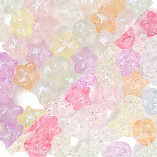 60pcs perles acryliques placage irisé arc-en-ciel