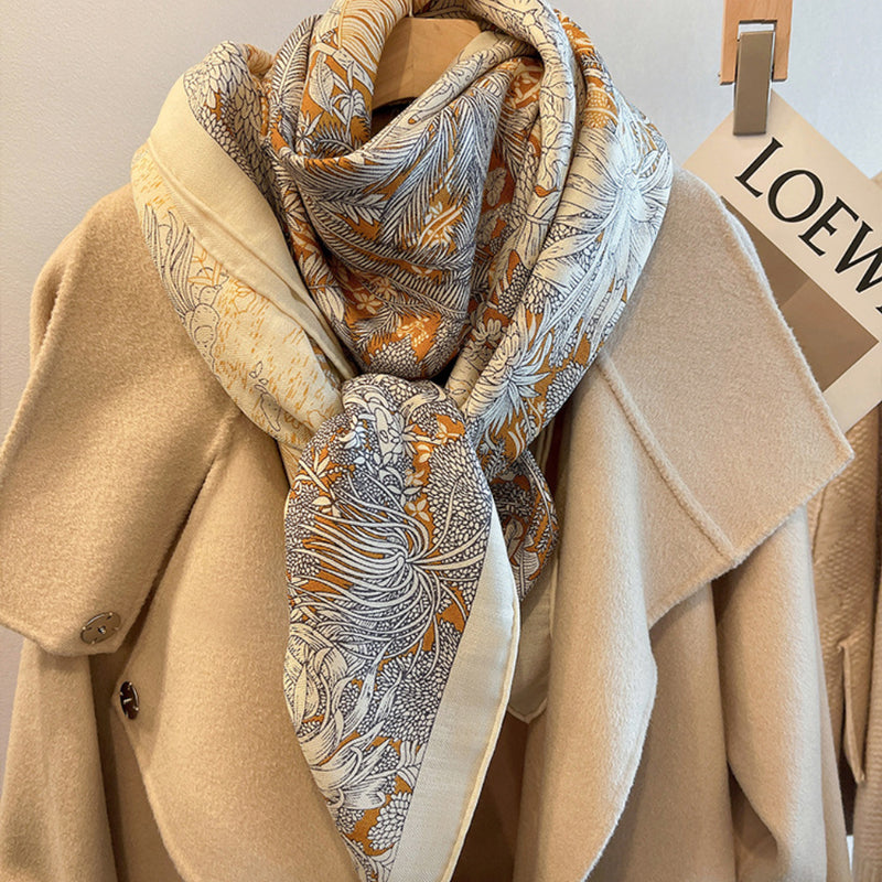 Scarves Scarves Luxury Women Square Silk Scarf with Gift Packed Wool Large Shawl Satin Printed Headscarf Neck Hair Wraps Designer Foulard S251022