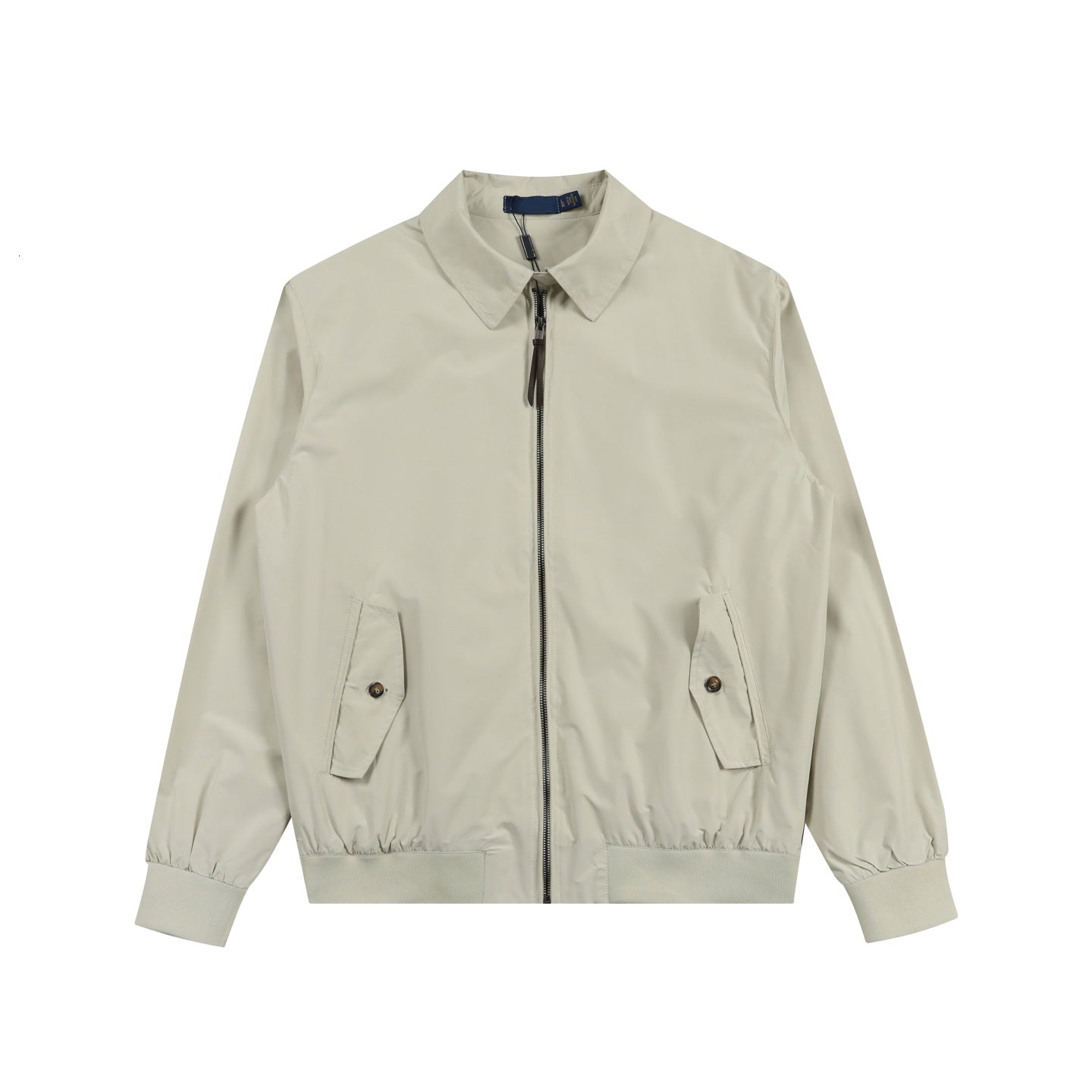 Mens Vintage Small Horse Embroidered Coat Lightweight Fashion Jacket Khaki Work Style Lapel Collar Zip Up Streetwear Designer Outerwear for Daily We