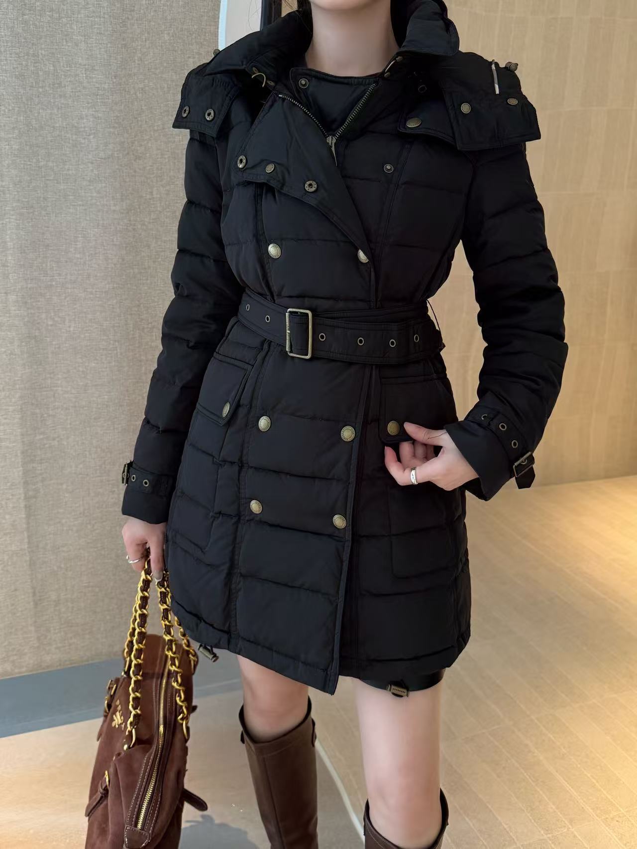 Womens Mid Long Down Jacket Lightweight Warm Slim Fit Luxury Fashion Elegant Outerwear Natural White Down Filling Premium Quality Winter Coat Trench