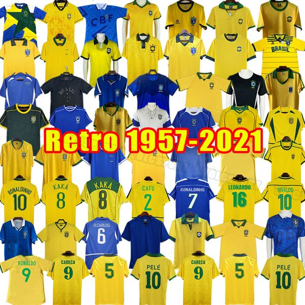 Brasil soccer jerseys retro shirts Carlos Romario Ronaldinho camisa de futebol BraziLs RIVALDO ADRIANO JOELINTON HOME AWAY goalkeeper 1957-2