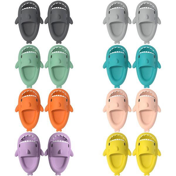 Summer Home Women Shark Slippers Anti-skid EVA Solid Color Couple Parents Outdoor Cool Indoor Household Funny Shoes 138