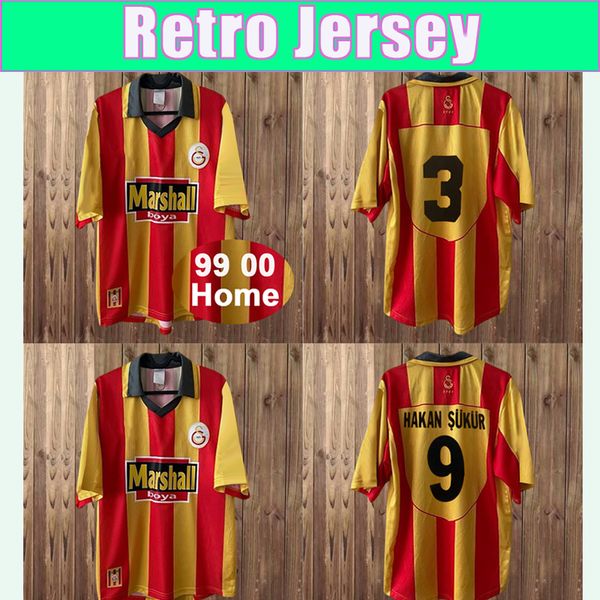 1999 2000 Galatasaray CAPONE Retor Mens Soccer Jerseys HAKAN SUKUR Home Yellow Red Football Shirts Short Sleeve Vintage Adult Uniforms