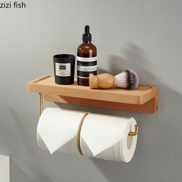 Toilet Paper Holders Toilet Roll Holder Brass Wood Napkin Holder Tissue Box Toilet Paper Holders Home Wall-mounted Storage Rack Paper Towel