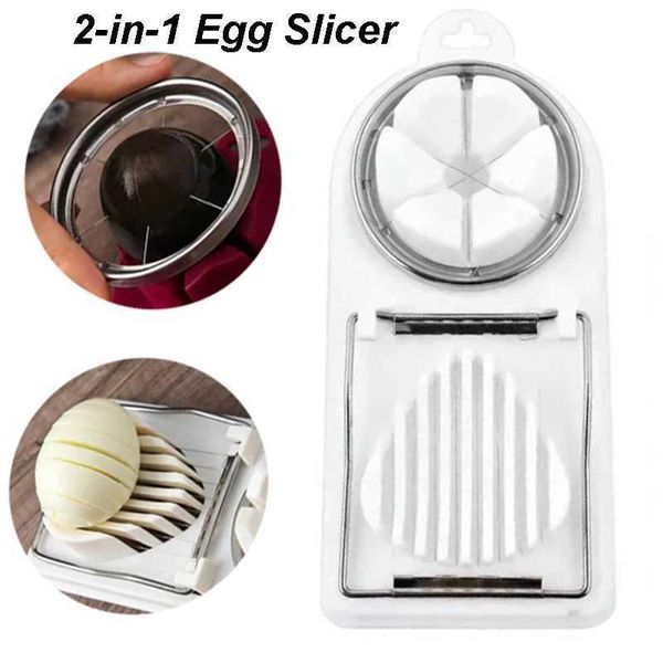 2 in 1 Mtifunctional Egg Slr Stainless Steel Egg Cutter Sectioner Mold Flower-Shape Luncheon Meat Cutter Kitchen GadgetsT250118