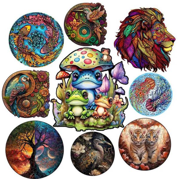 Unique 3D Animal Wooden Puzzle Adult Kids Jigsaw Puzzles Toys Wooden Montessori Toy Children Holiday Wooden Puzzle Gifts Toys Y240812