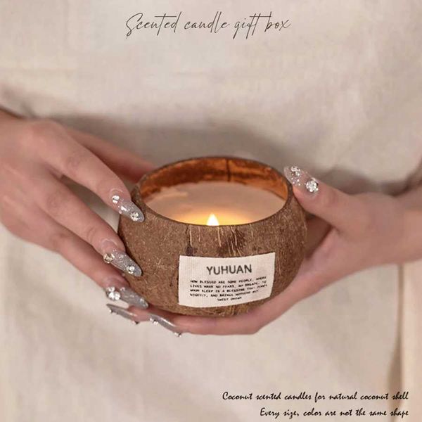 Coconut shell scented candles home essential oil scented decorations plant wax scented candles gifts handheld gift boxes W240813
