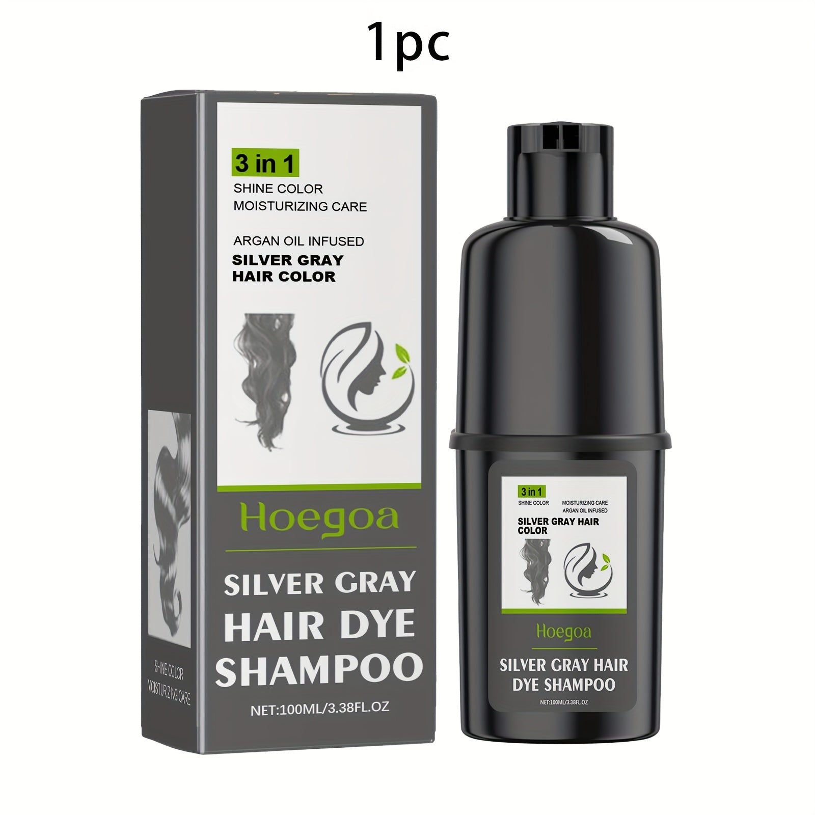 TEMU Silvery Gray Color Shampoo, Herbal , 3.38oz Per Bottle, Nourishing And Smooth Hair, Gentle And Shampoo