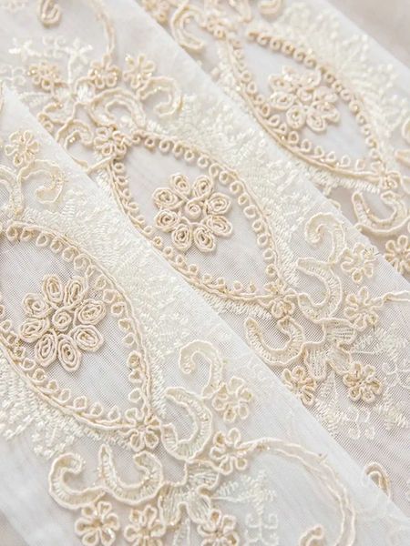 New European modern luxury European style embroidered living ro and bedro gauze curtain 1PC Ruffle curtain Curtain tie TleT250122