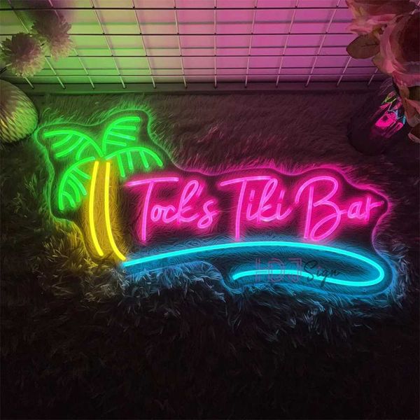 Custom Bar Neon LED Sign Lights For Seaside Beer Bar Pub Club Party Wall Decoration Tiki Bar Neon Lights Signs Room Wall Decor Y240817