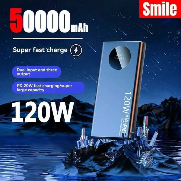 120W new fast charging 50000mah battery pack capacity suitable for external battery of iPhone Xiais mobile power bank Y241104
